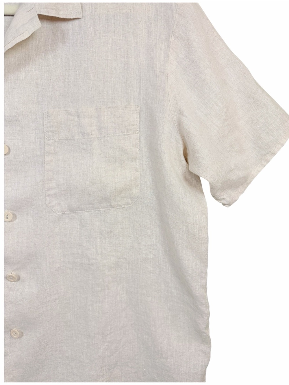 FLAX Natural 100% Linen Relaxed Short Sleeve Button Front Camp Shirt Small - Picture 5 of 12